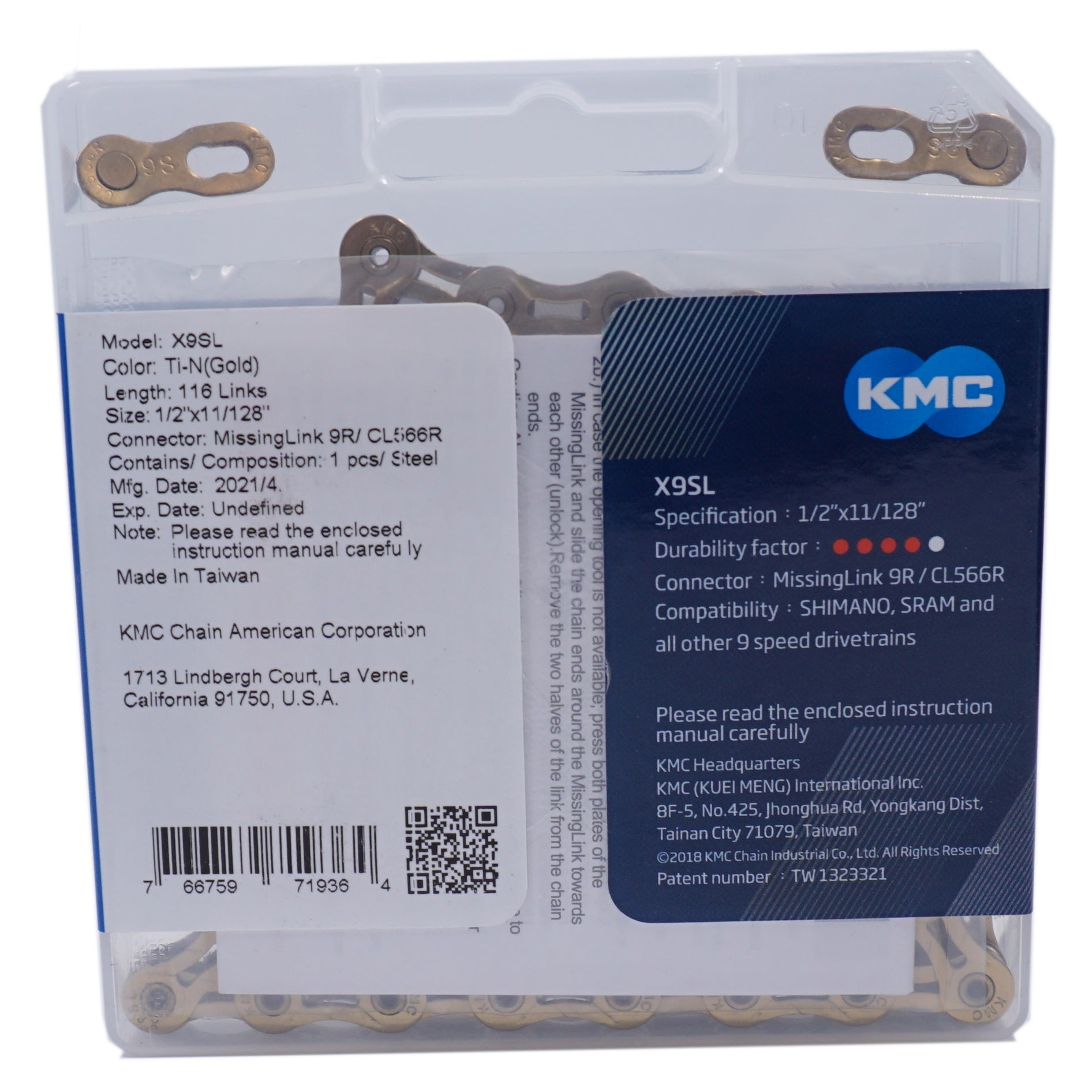 KMC Missing Link 9-Speed Gold (Blue