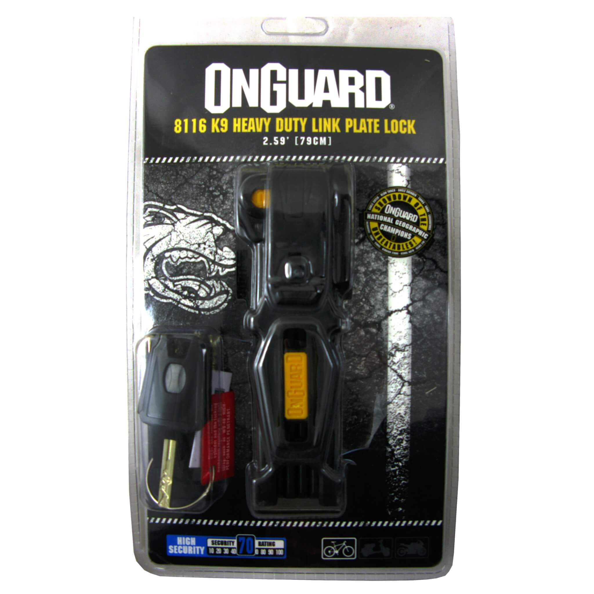 OnGuard 8116 K-9 69cm Key Link Plate Lock - TheBikesmiths