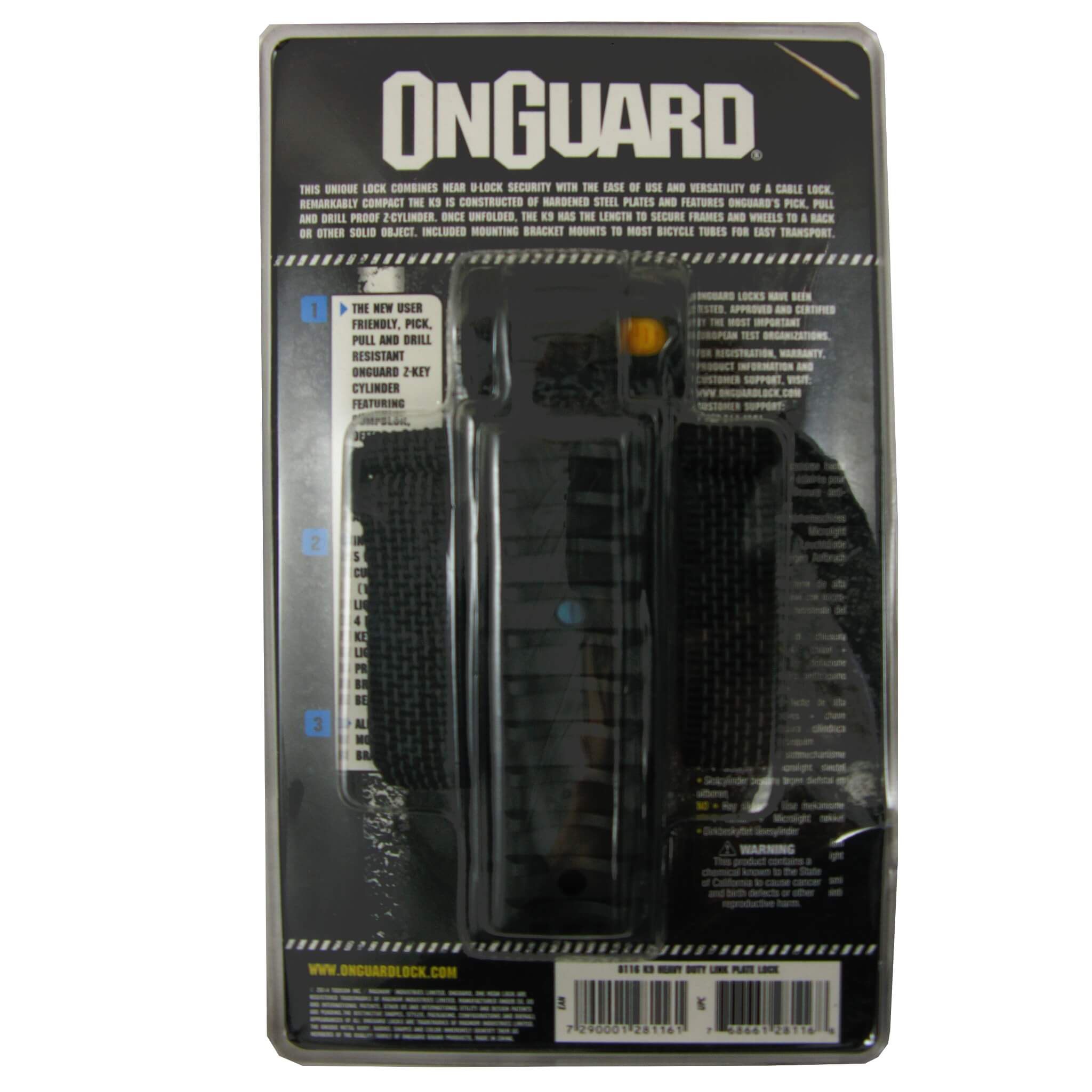 OnGuard 8116 K-9 69cm Key Link Plate Lock - TheBikesmiths