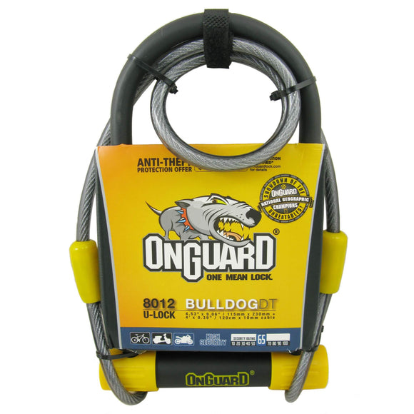 OnGuard 8012 Bulldog 4.5 x 9" U-Lock with 4' Cable - TheBikesmiths