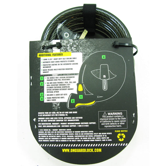 OnGuard Doberman 8029 With Key Lock 8mm x 6' Cable - TheBikesmiths