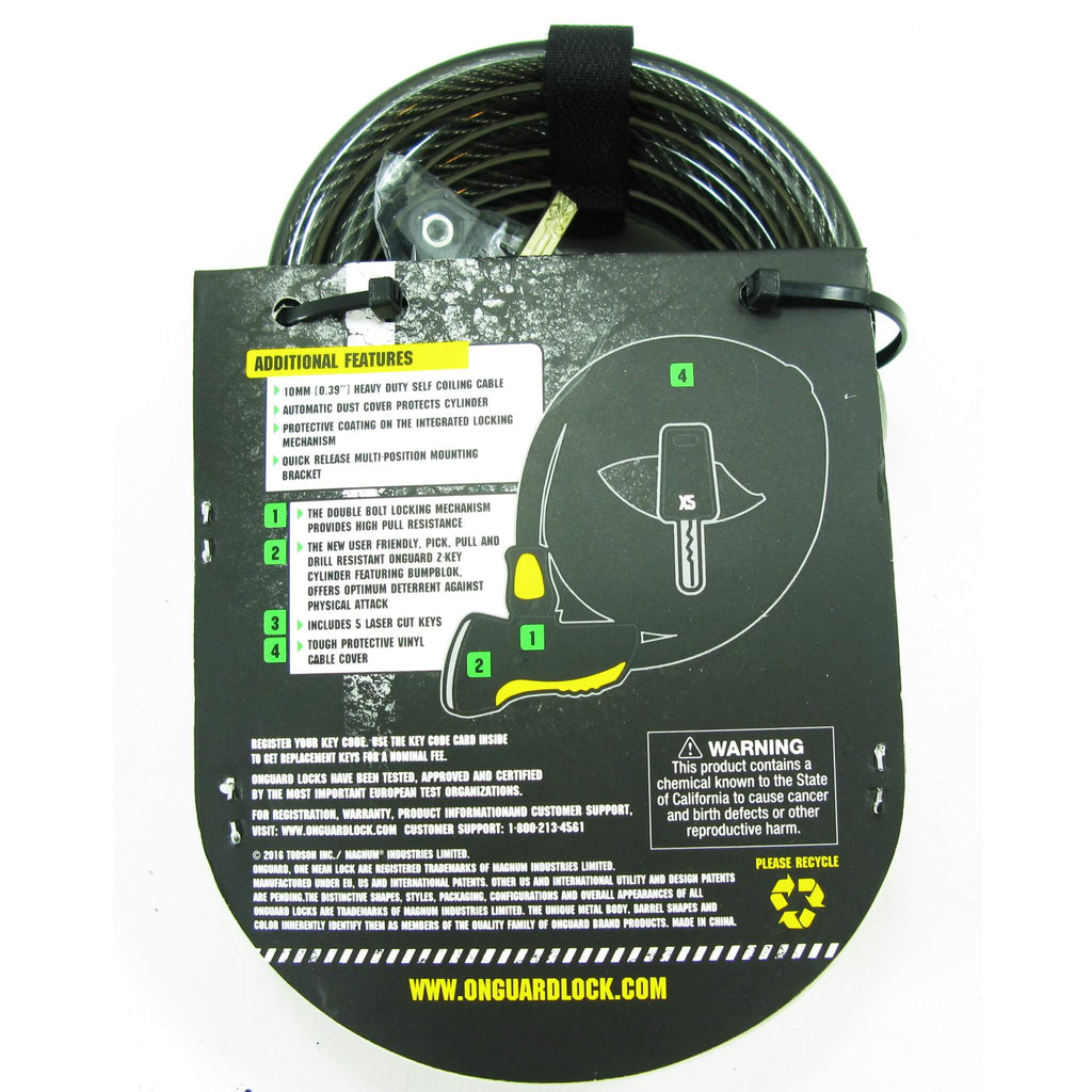 OnGuard Doberman 8029 With Key Lock 8mm x 6 Cable The Bikesmiths