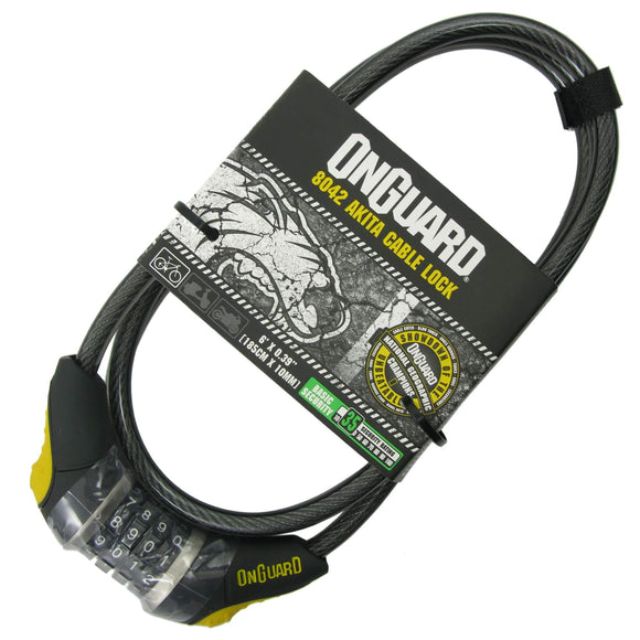 OnGuard 8042 Akita 185cm x 10mm Combo Cable Lock - TheBikesmiths