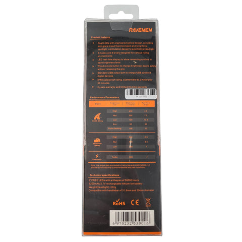 Image of Ravemen PR900 900 Lumen USB Rechargable Dual Light With Remote