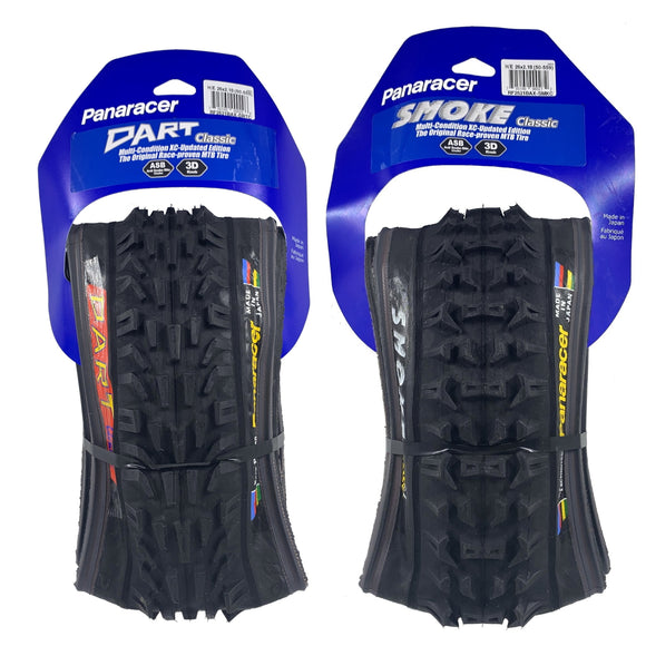 Two Panaracer 26x2.10 Front Dart and Rear Smoke folding blackwall tire MTB