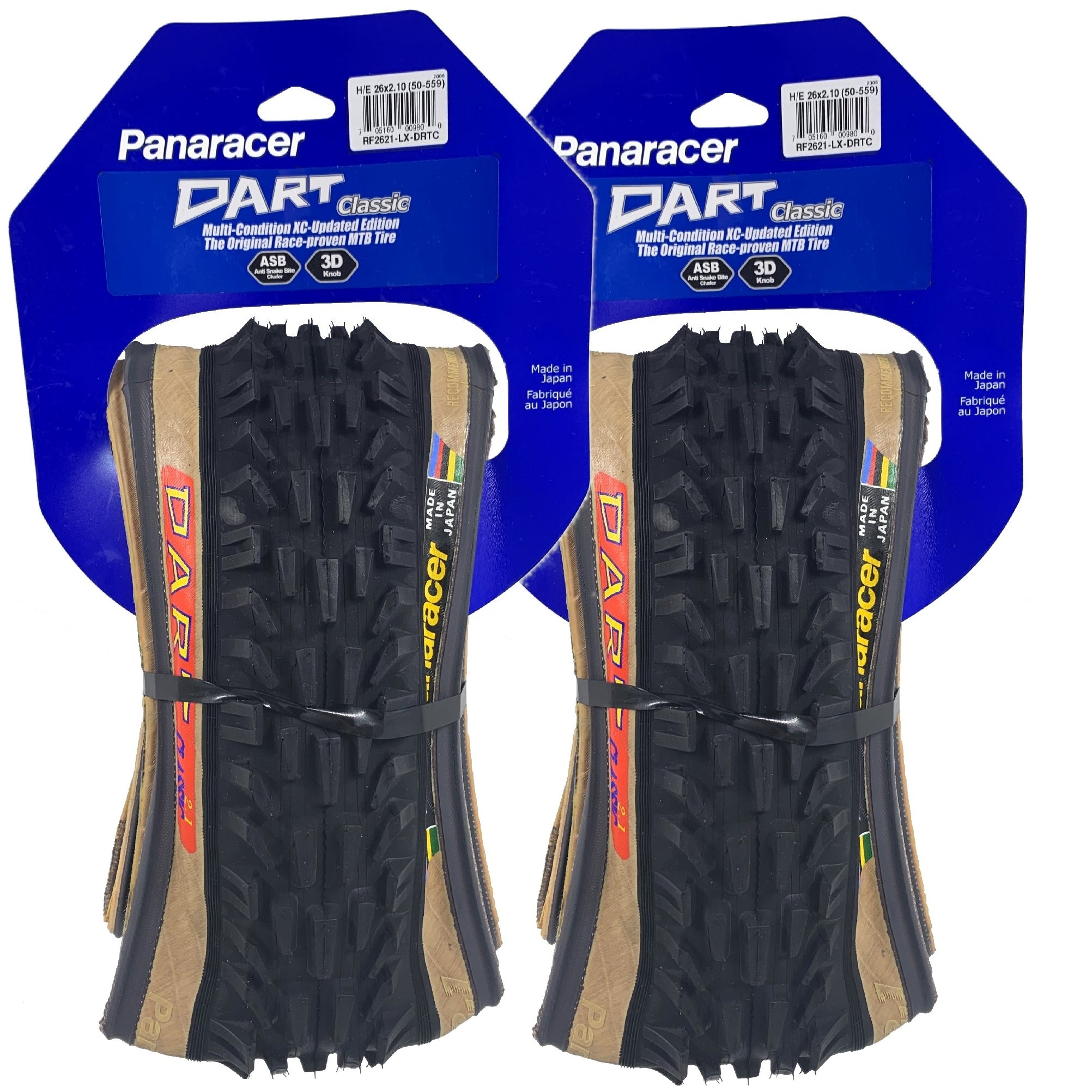 Two Panaracer 26x2.10 Front Dart folding amber skinwall tire MTB
