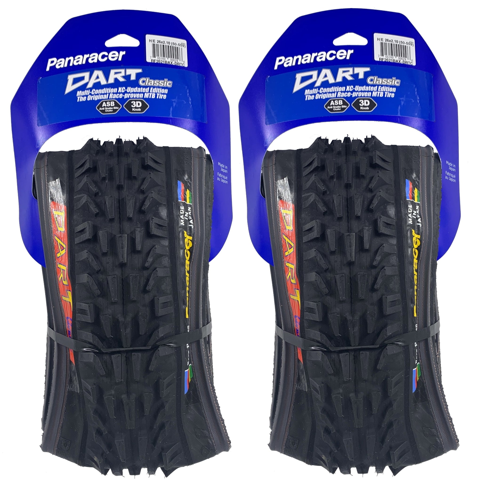 Two Panaracer 26x2.10 Front Dart folding blackwall tire MTB