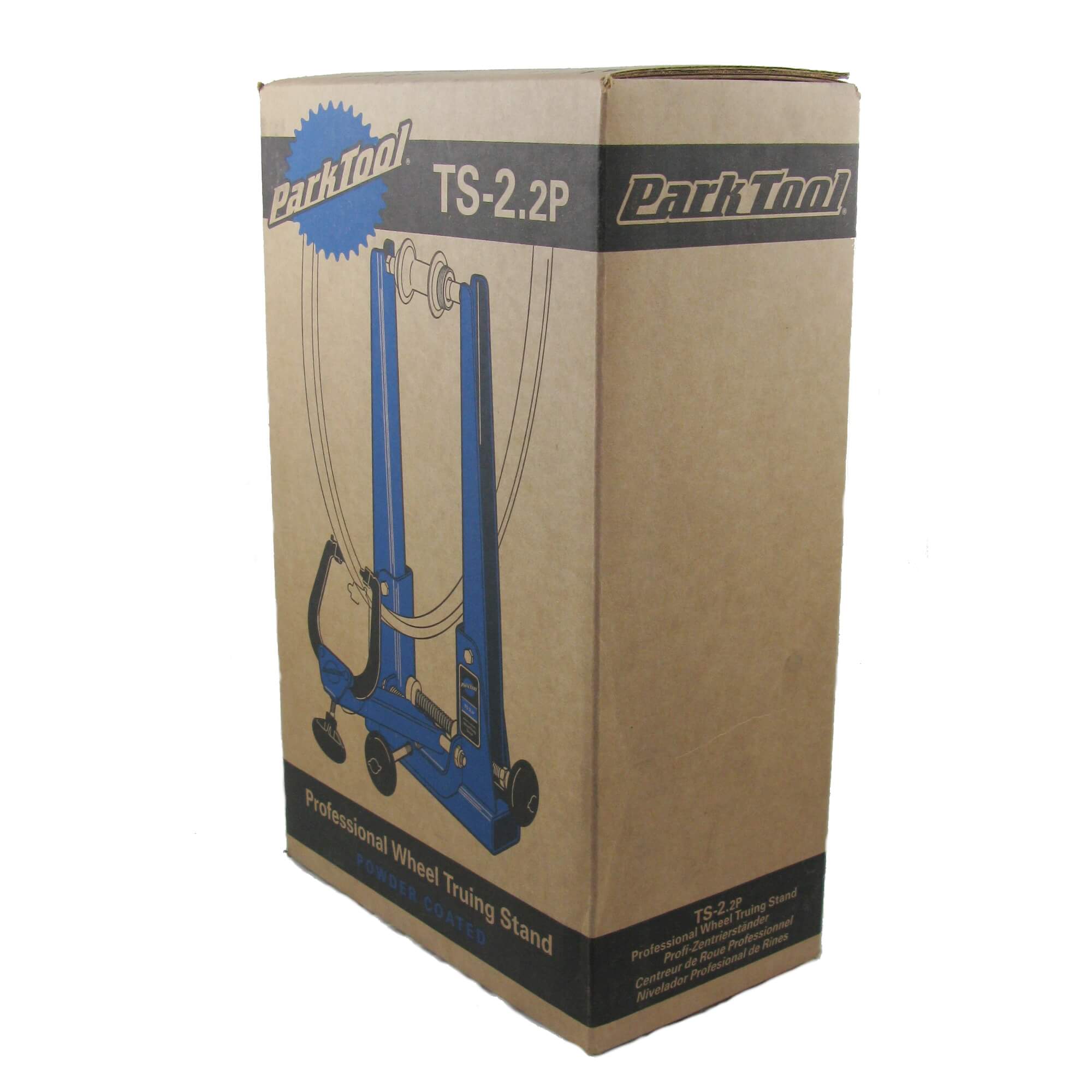Park Tool TS-2.2p Truing Stand with TSB-2.2 Base.   Photo shows the packaging of the stand.