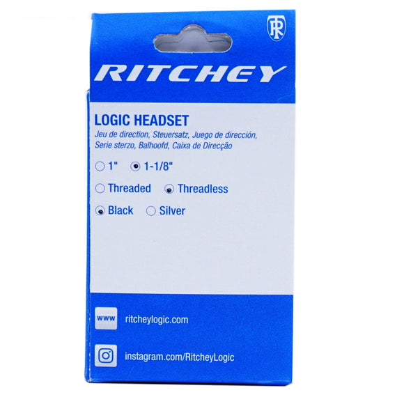Ritchey Logic Comp Bike Headset 1-1/8" Black Threadless EC34/28.6 EC34/30 - The Bikesmiths