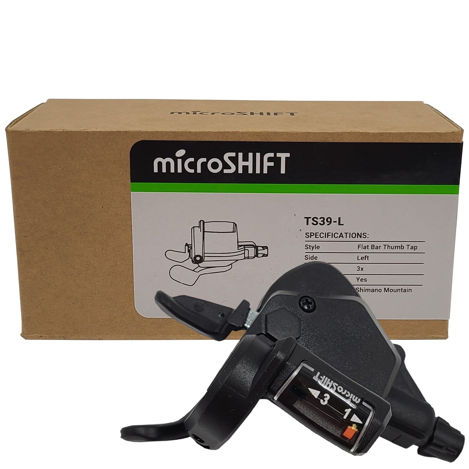 MicroSHIFT TS39-L 3 Speed Left Thumb-Tap Shifter - The Bikesmiths