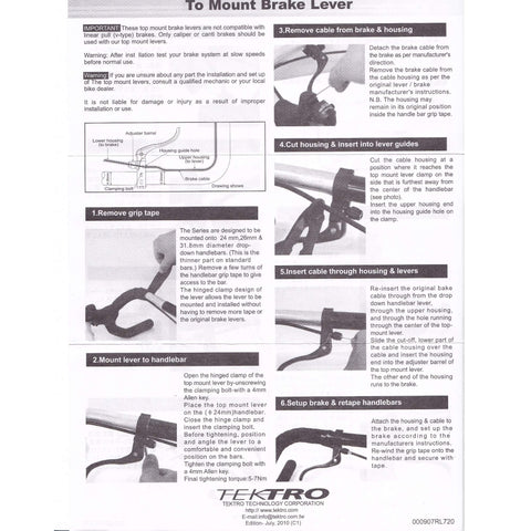 Image of Tektro RL720 24.0 BLACK Top Mount Inline Cross Brake Lever Set - TheBikesmiths