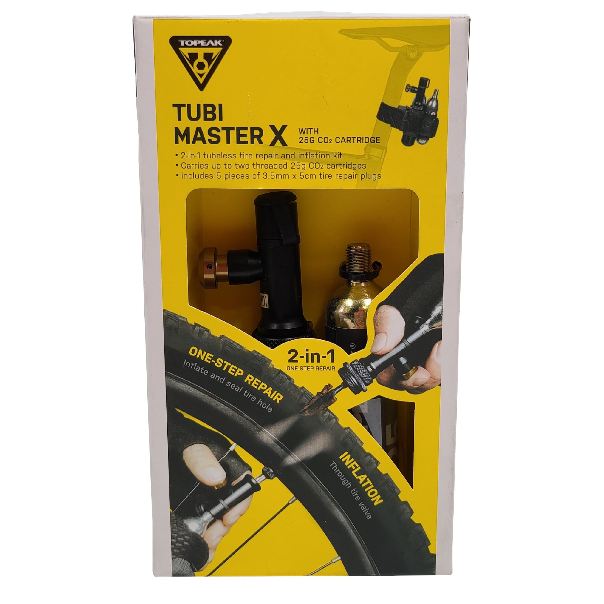 Topeak TUB-MSX Tubi Master X Tubeless Tire Flat Repair Kit with 25g CO2 Cartridge