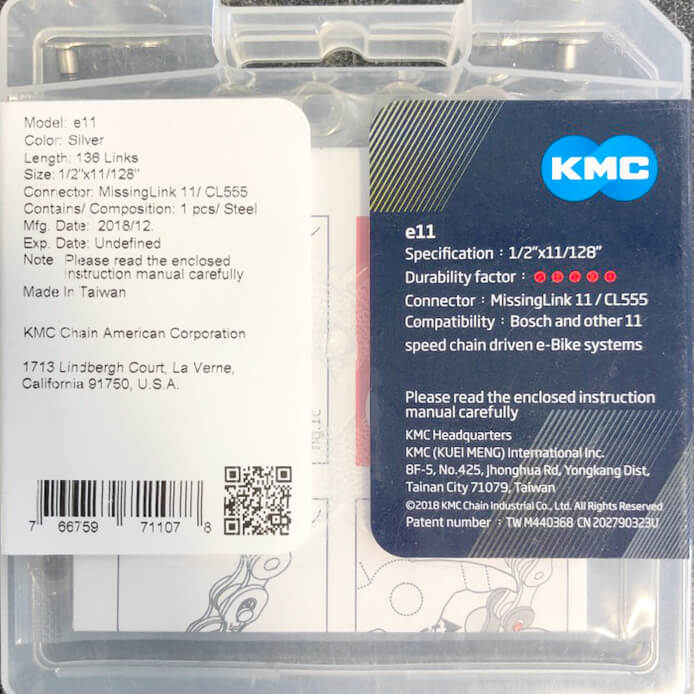KMC e11 11-speed eBike Chain 136 links | The Bikesmiths