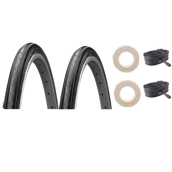 K35 27x1-1/4 black-wall tire with Schrader tube and cloth rim strips