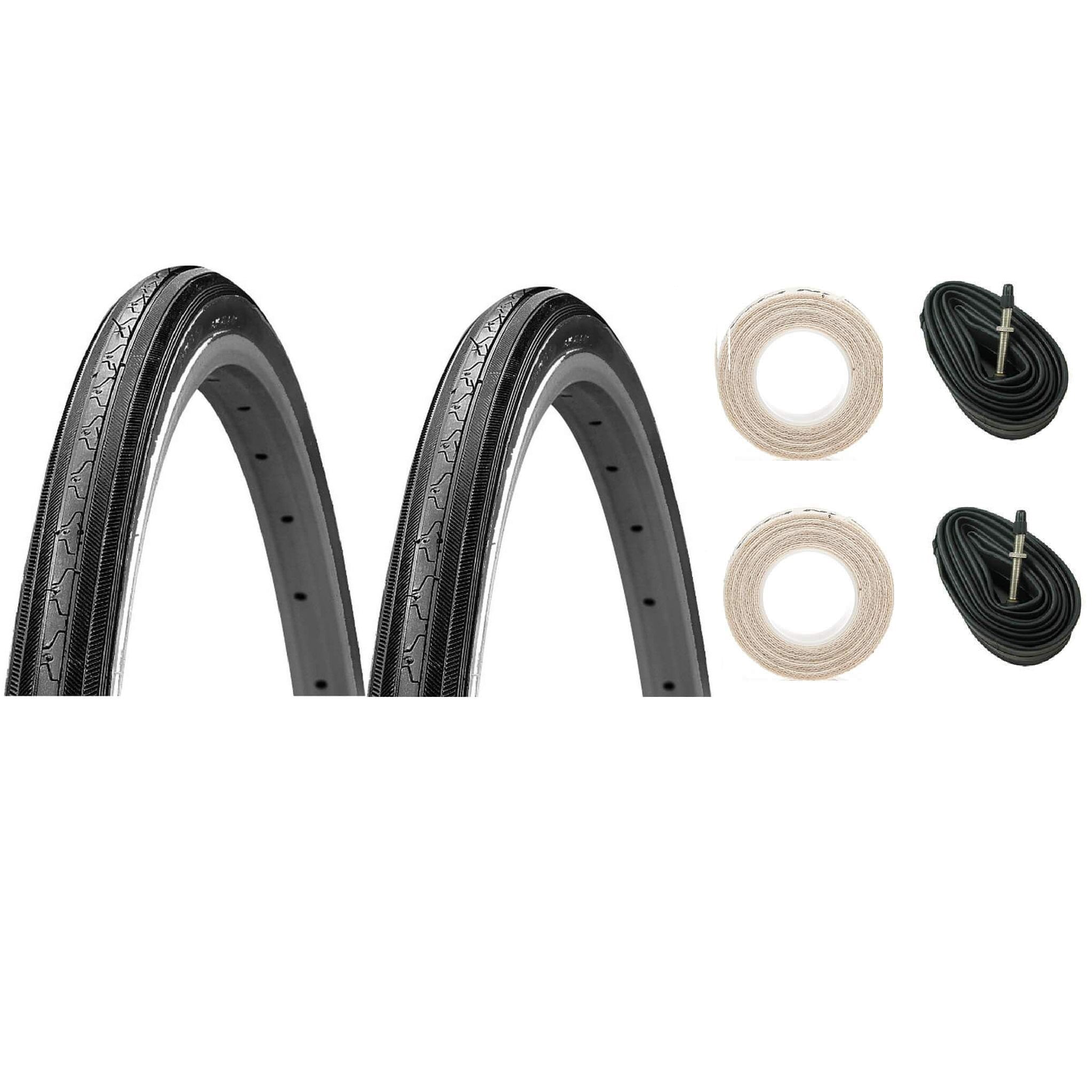 K35 27x1-1/4 black-wall tire with Presta tube and cloth rim strips