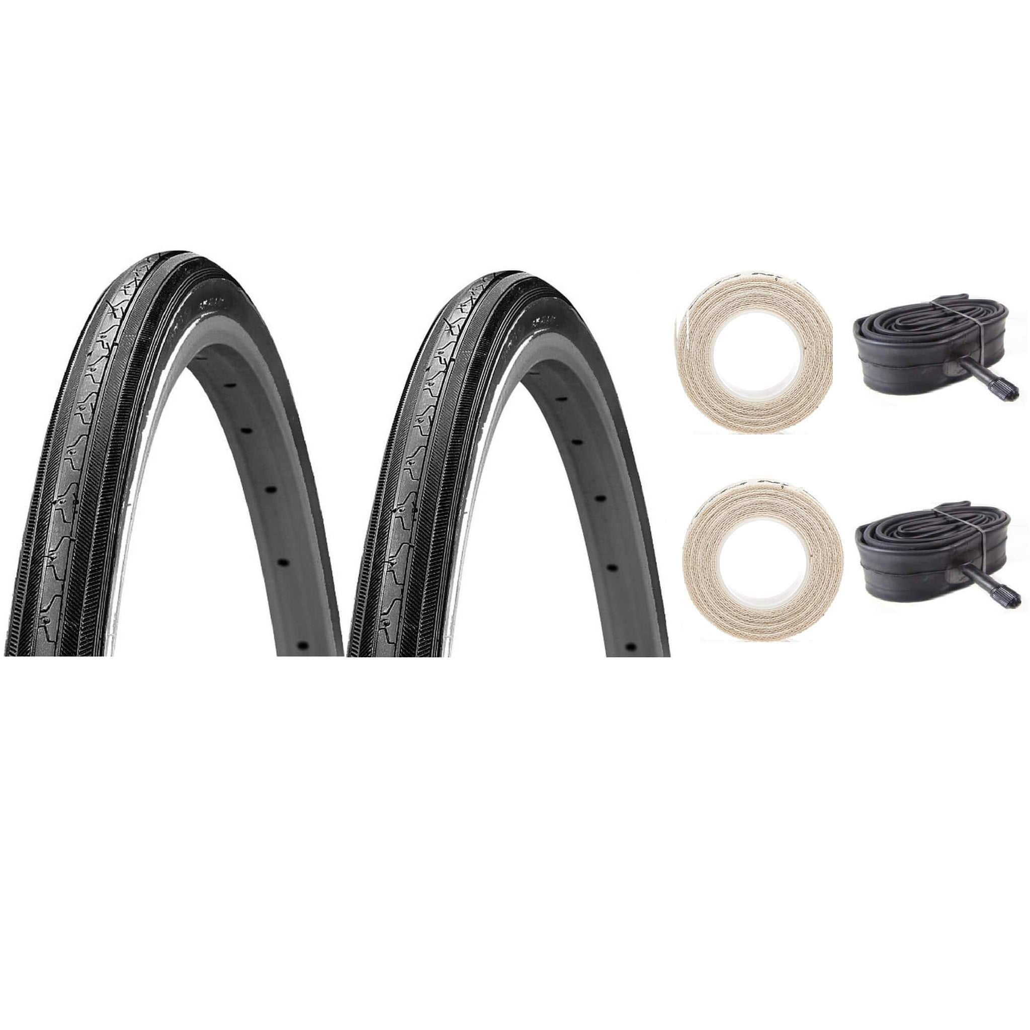 K35 27x1-1/4 black-wall tire with Schrader tube and cloth rim strips
