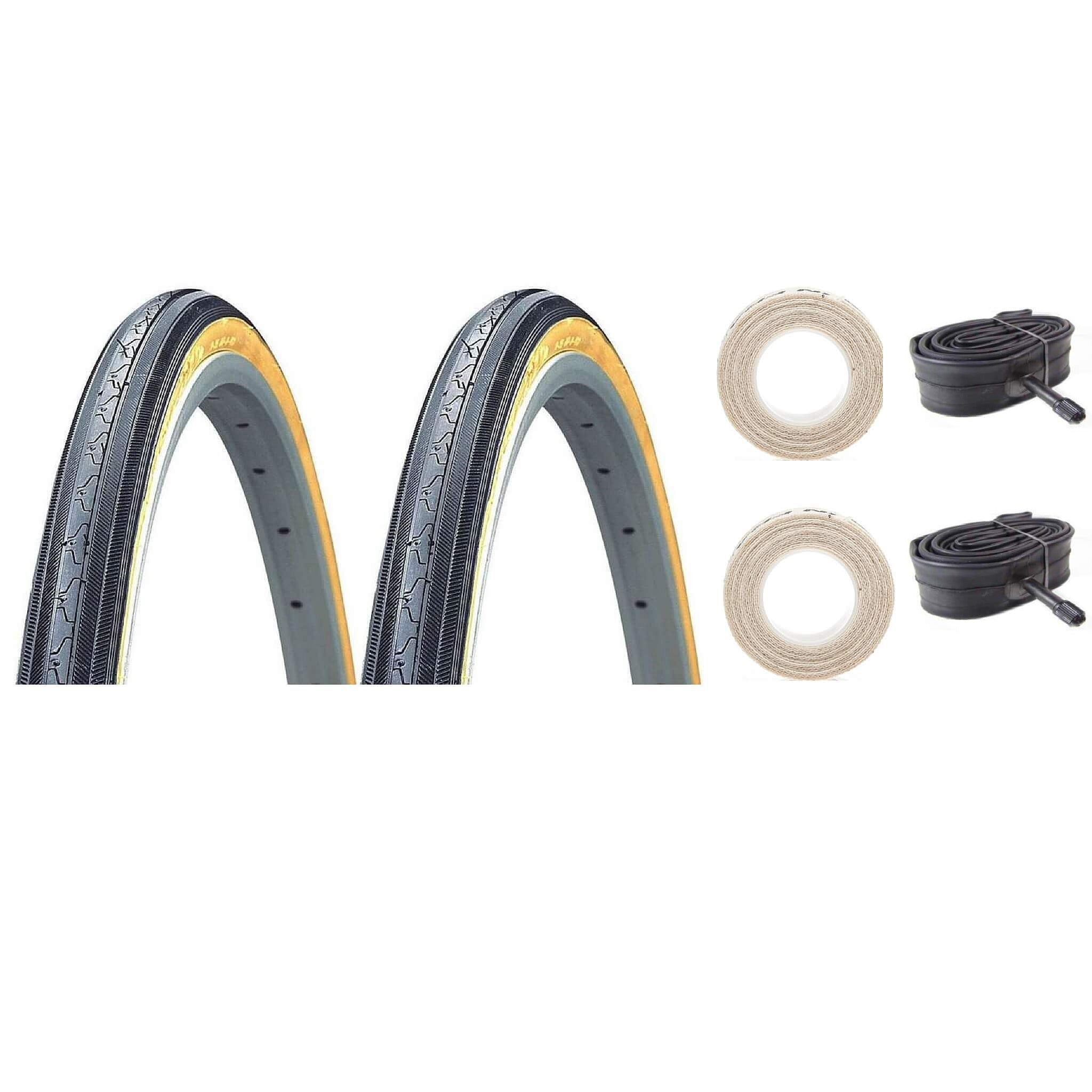 K35 27x1-1/4 gum-wall tire with Schrader tube and cloth rim strips