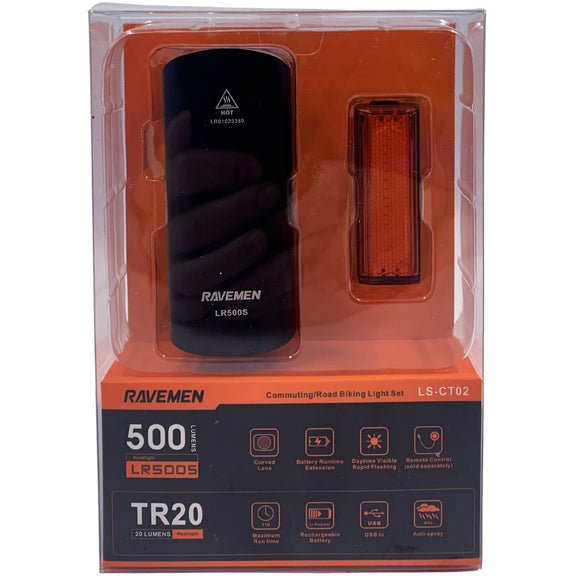 Ravemen LS-CT02 LR500S 500 Lumens and TR20 USB Lightset - The Bikesmiths