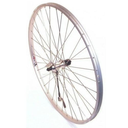 700c Silver Rear Hybrid Bike Wheel 135mm with Cassette Hub