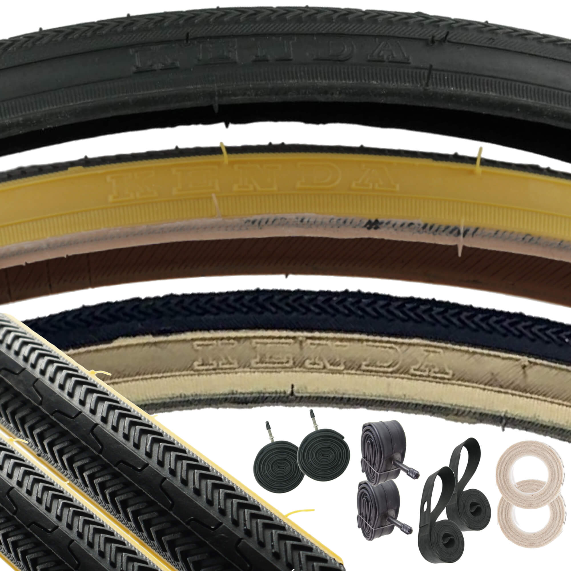 Kenda K36 27x1-1/8 Tire +Tube + Rim Strip Kit