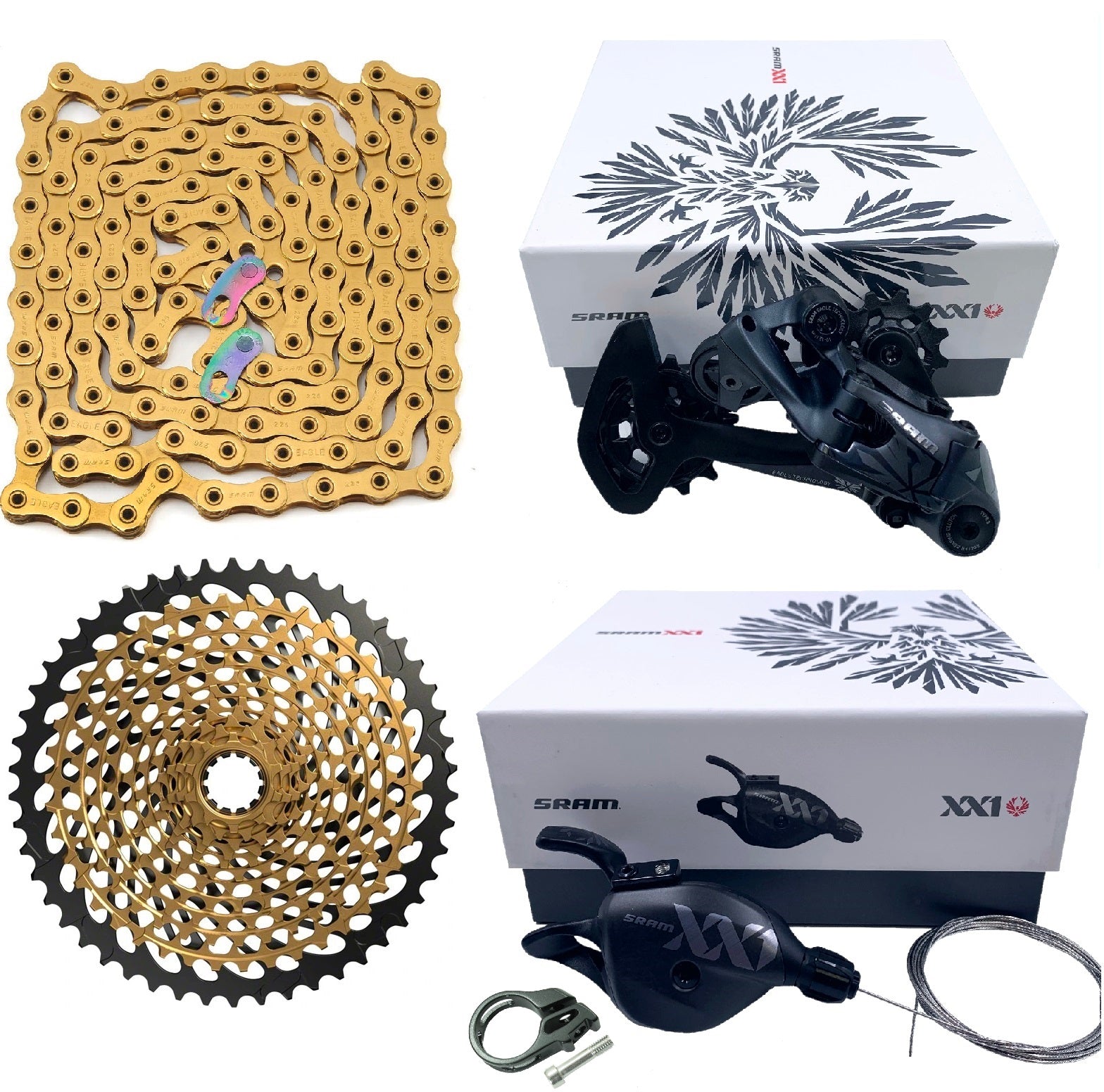 Buy gold-10-50t SRAM XX1 Eagle 12 Speed 4 Piece Trigger Shift Groupset